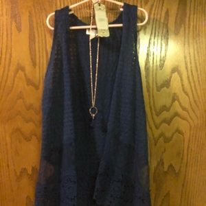 Shyanne NWT Navy Vest and Necklace Girls Small.